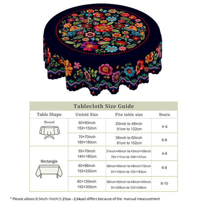 Mexican Floral Tablecloth With Scalloped Edge